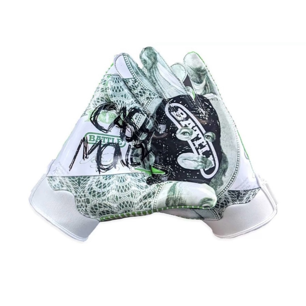 Battle Sports Money Print Football Gloves